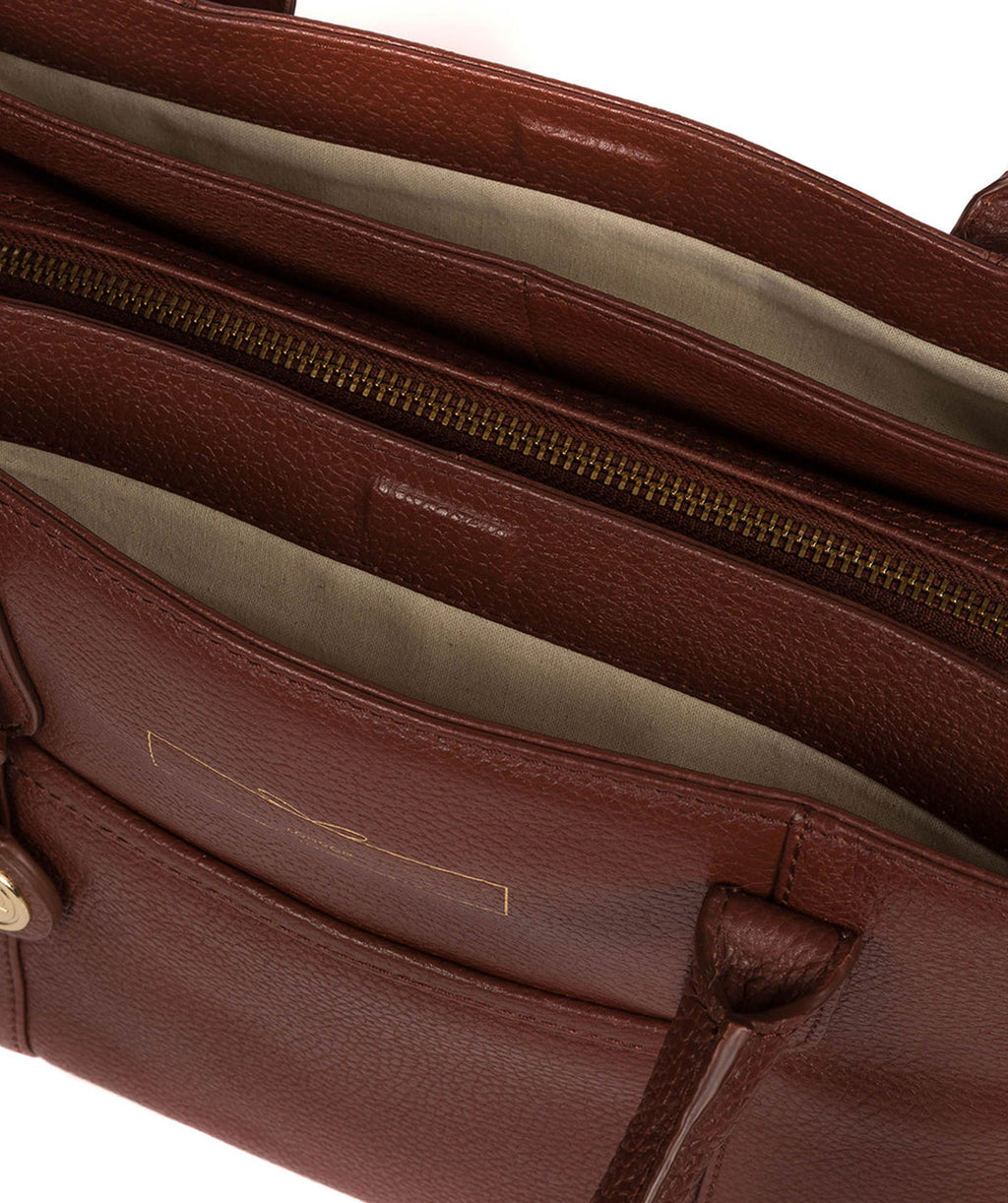 Chestnut Brown Leather Shoulder Bag, Tote Bag