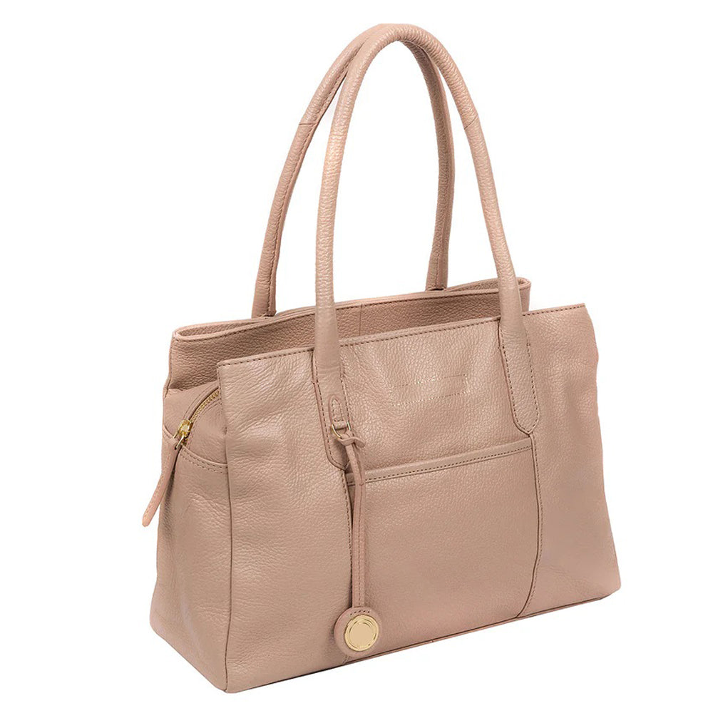 Pink Leather Handbag, Shoulder Bag, Tote Bag