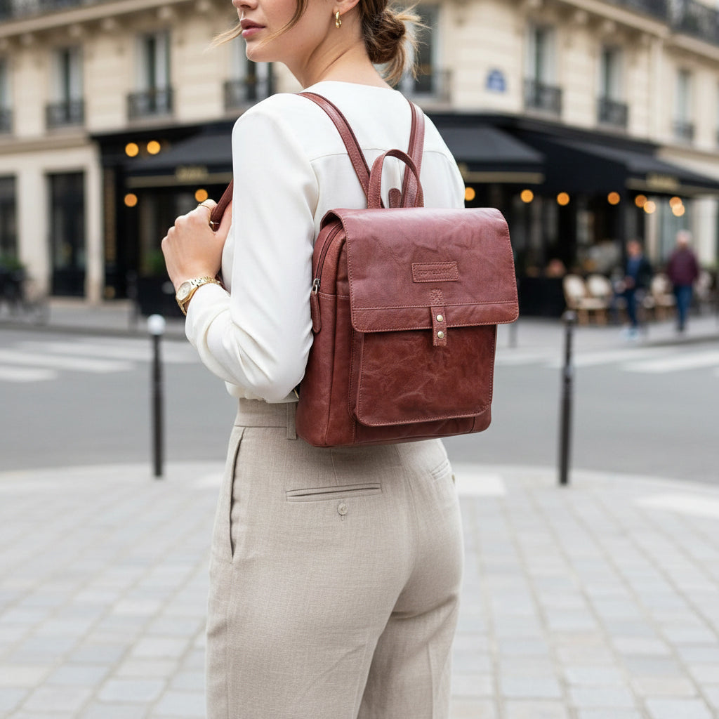 Rowallan Cognac Leather Backpack