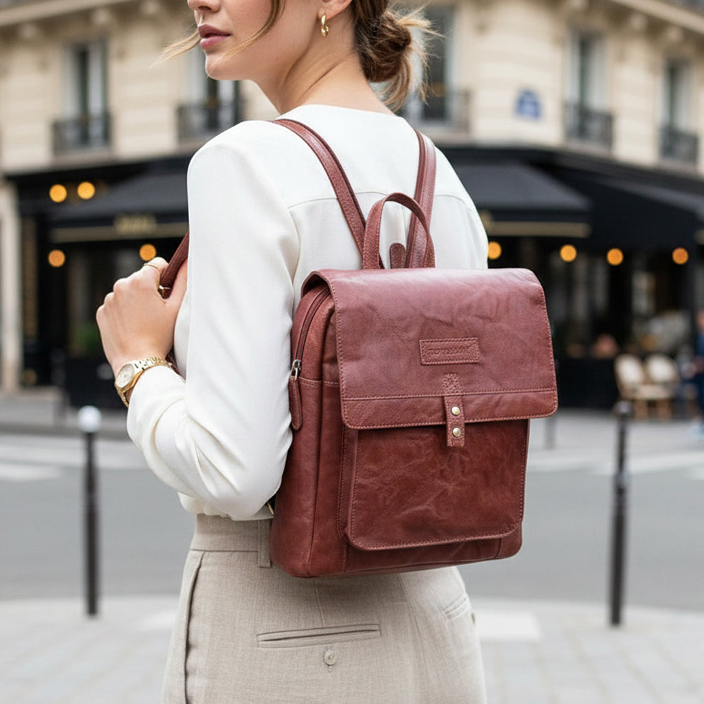 Rowallan Cognac Leather Backpack