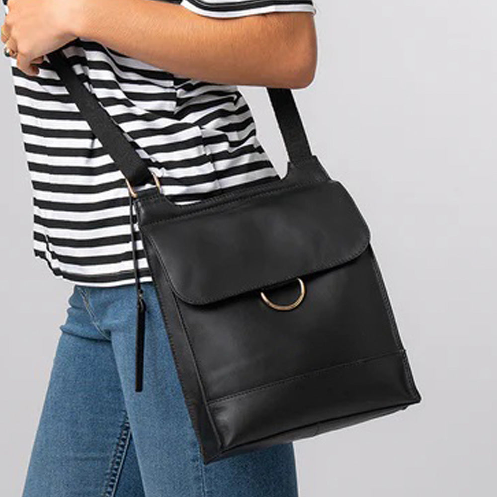 Black Leather Crossbody Bag