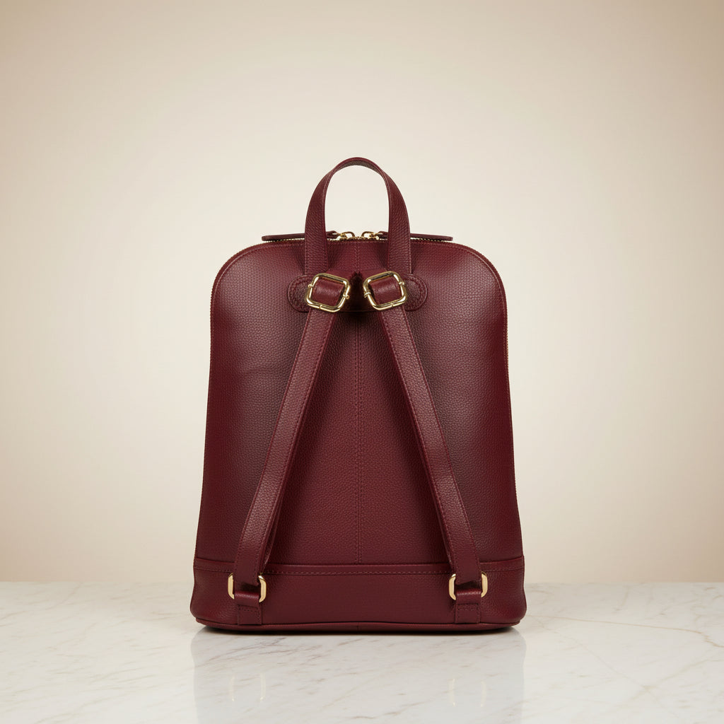 Women's Burgundy Leather Backpack