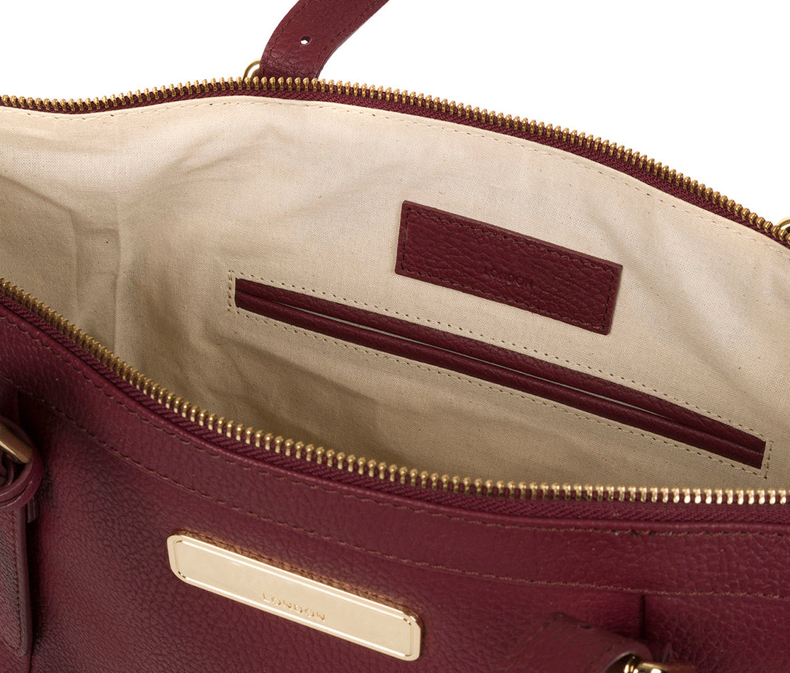 Burgundy Leather Handbag, Shoulder Bag, Tote Bag