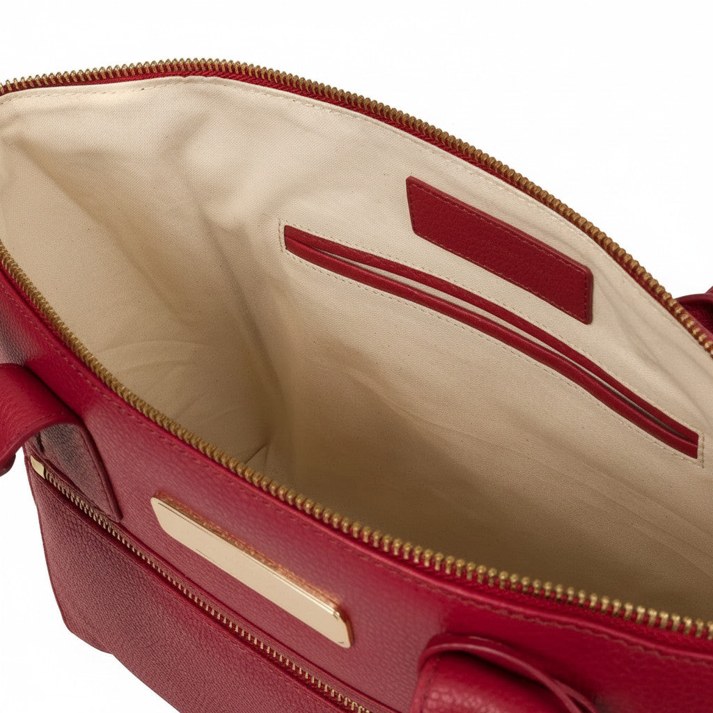 Large Red Leather Tote Bag