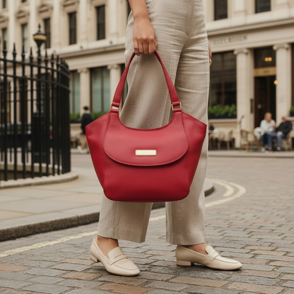 Large Red Leather Shoulder Bag