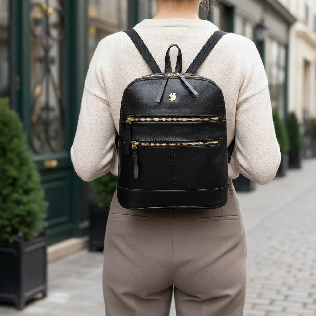 Black Leather Backpack