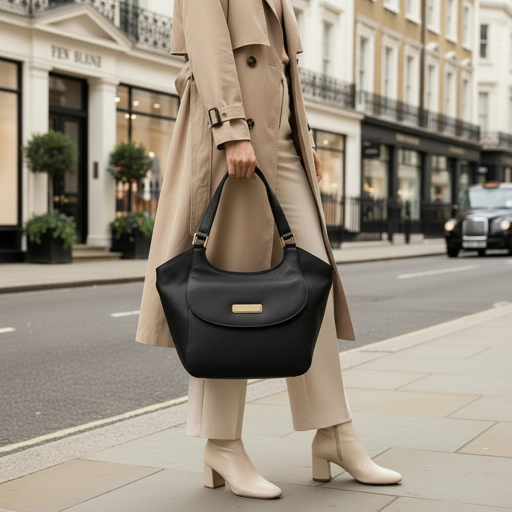 Large Black Leather Shoulder Bag