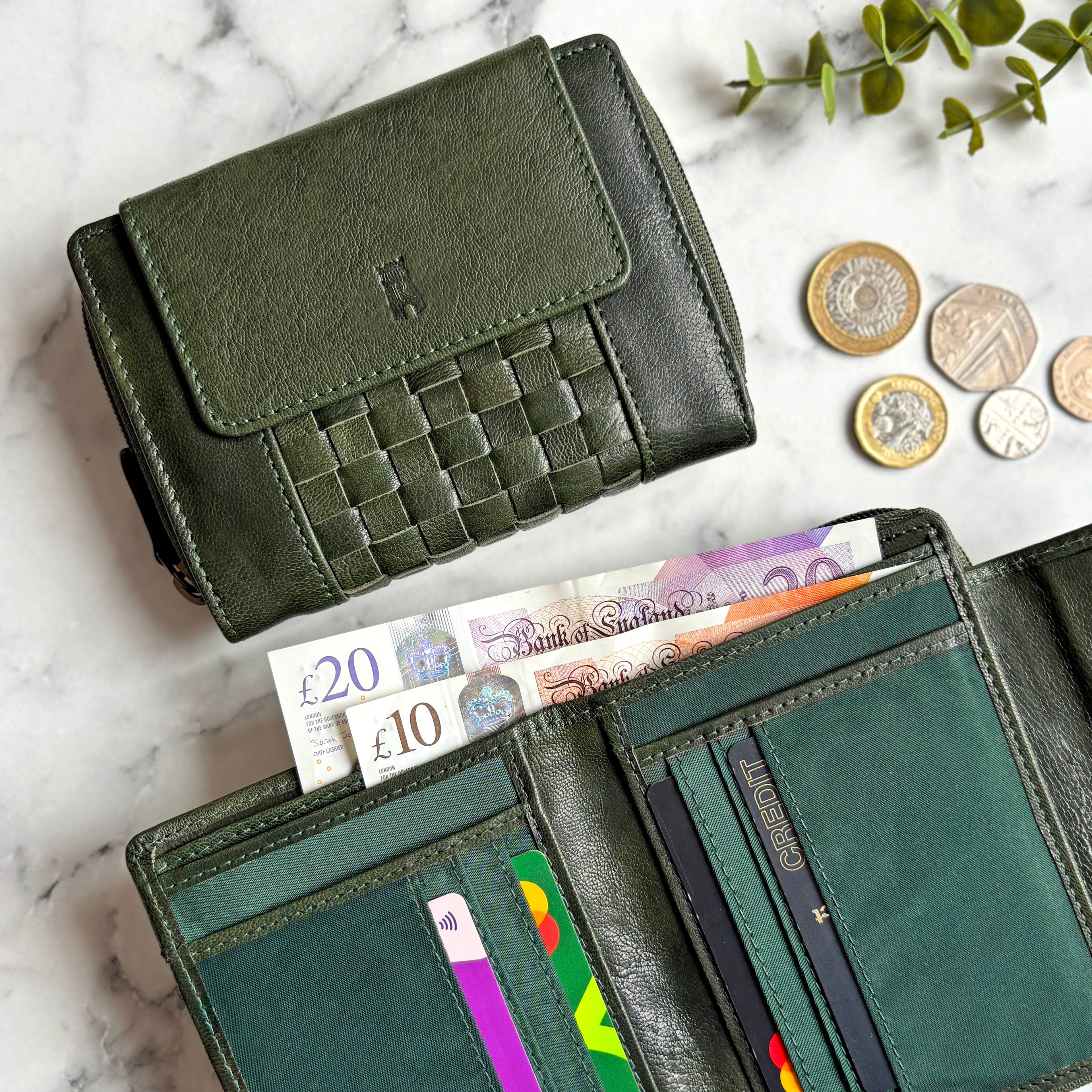 Rowallan Green Leather Purse