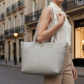 Large Grey Leather Tote Bag