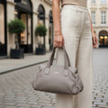 Grey Leather Handbag, Shoulder Bag, Tote Bag