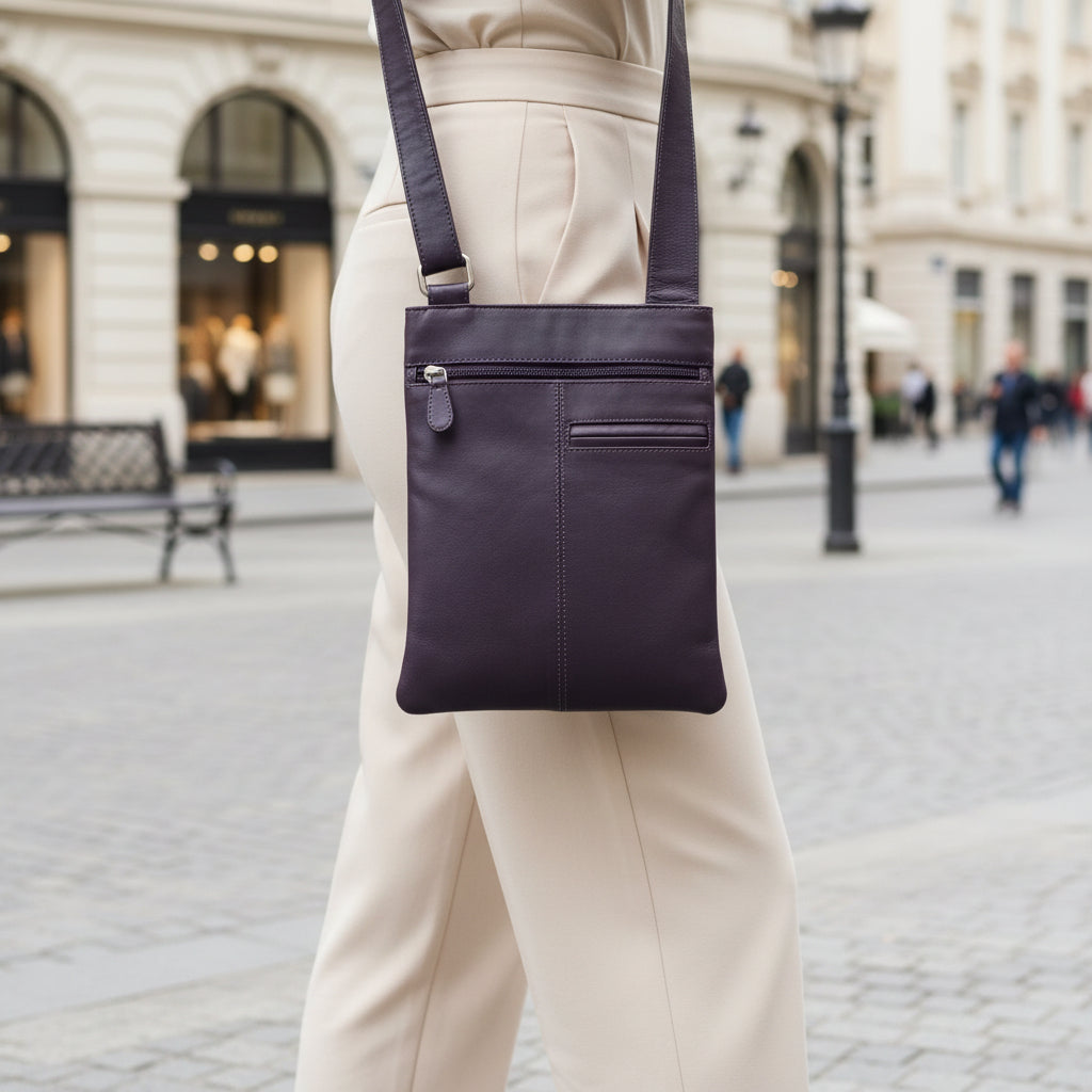 Holly Rose Purple Leather Cross Body Bag