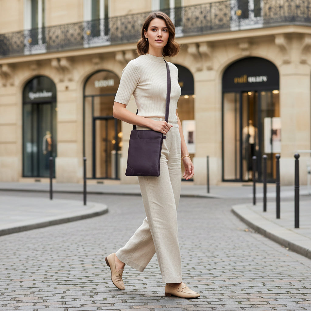 Holly Rose Purple Leather Cross Body Bag