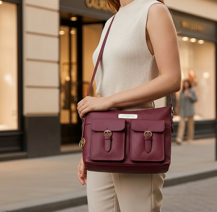 Pomegranate Leather Shoulder Bag