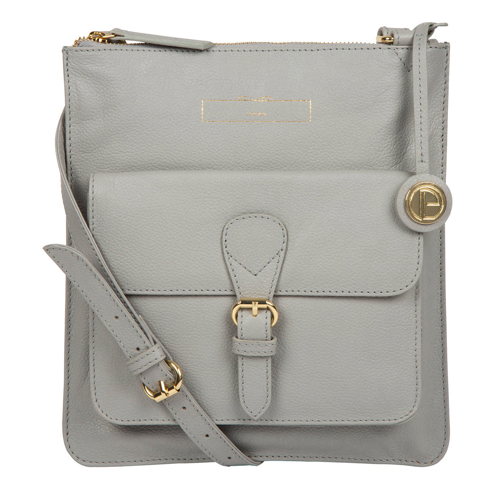 Grey Leather Shoulder Bag, Crossbody Bag