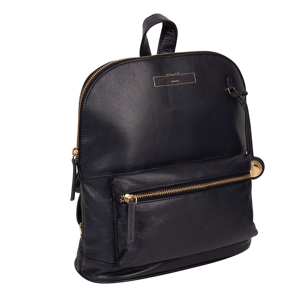 Women's Navy Leather Backpack