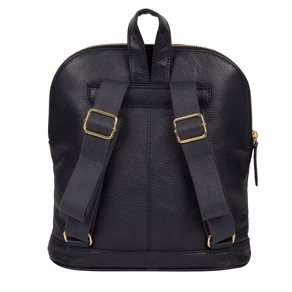 Women's Navy Leather Backpack