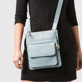 Blue Leather Shoulder Bag, Crossbody Bag