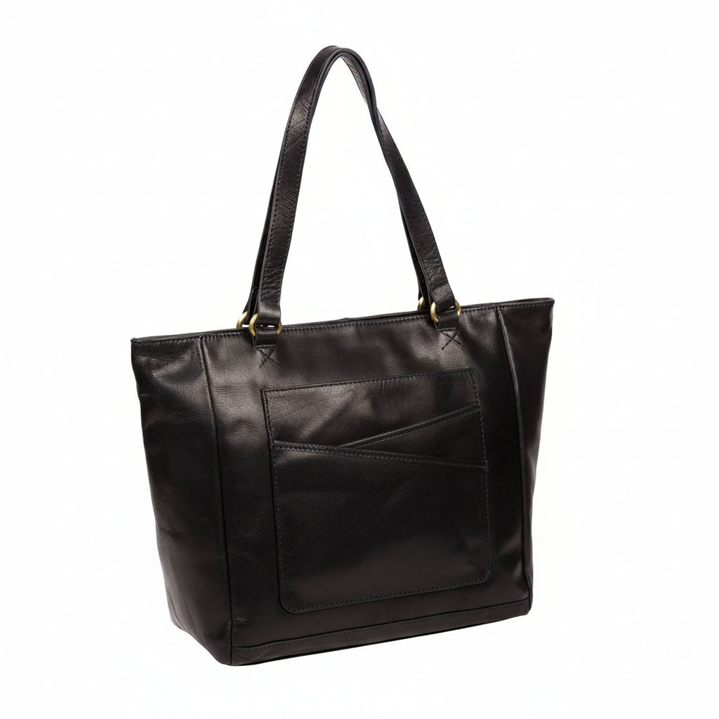 Large Dark Navy Leather Tote Bag