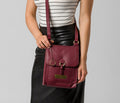 Pomegranate Leather Cross Body Shoulder Bag