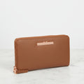 Large Tan Zip-Around Leather Purse