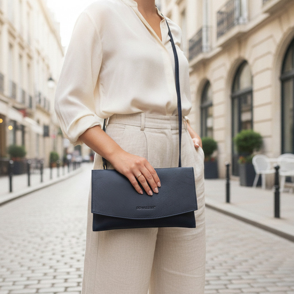 Rowallan Slim Navy Leather Phone Bag, Cross Body Bag, Travel Bag