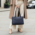 Rowallan Navy Leather Shoulder Bag, Shopper