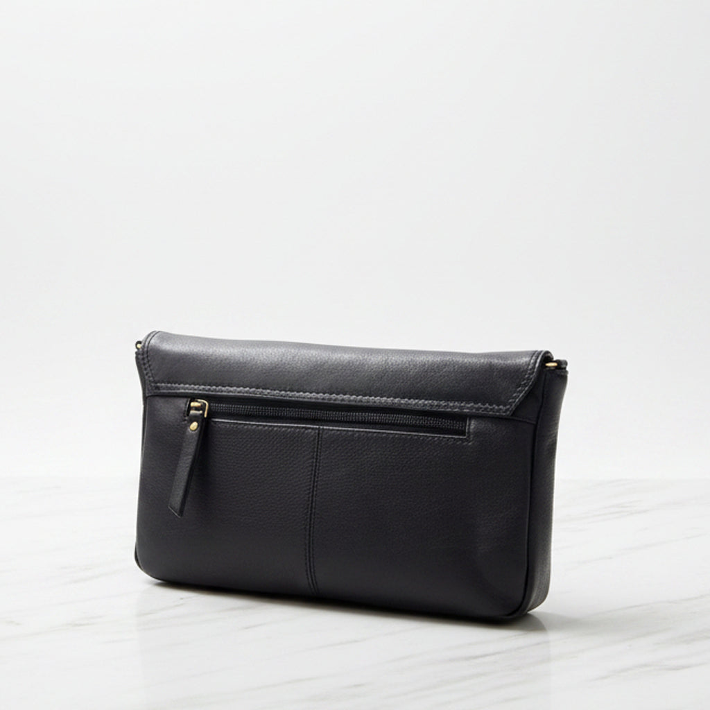 Rowallan Navy Leather Shoulder Bag, Clutch Bag