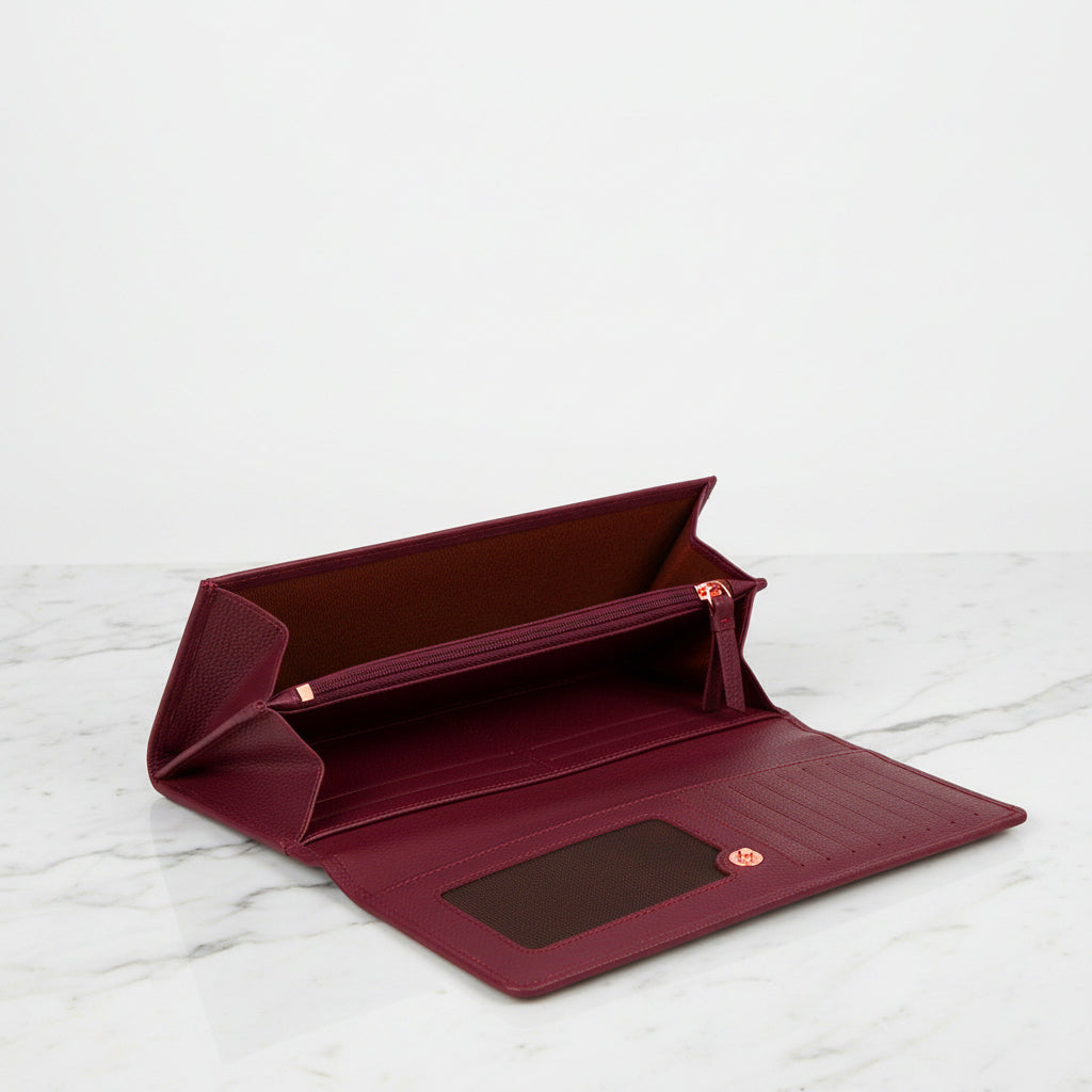 Large Plum Leather Purse