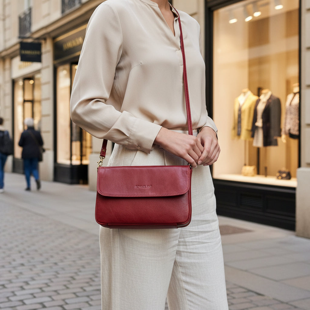 Rowallan Red Leather Shoulder Bag, Clutch Bag