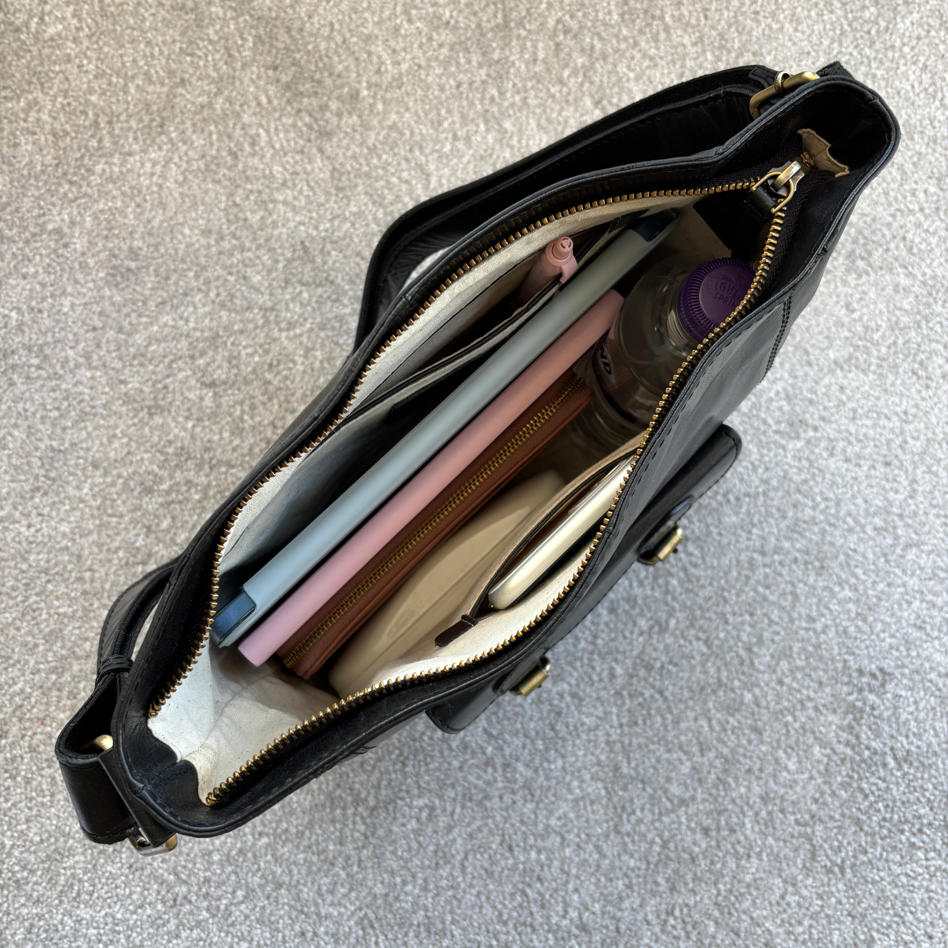 Large Black Leather Shoulder Bag, Cross Body Bag