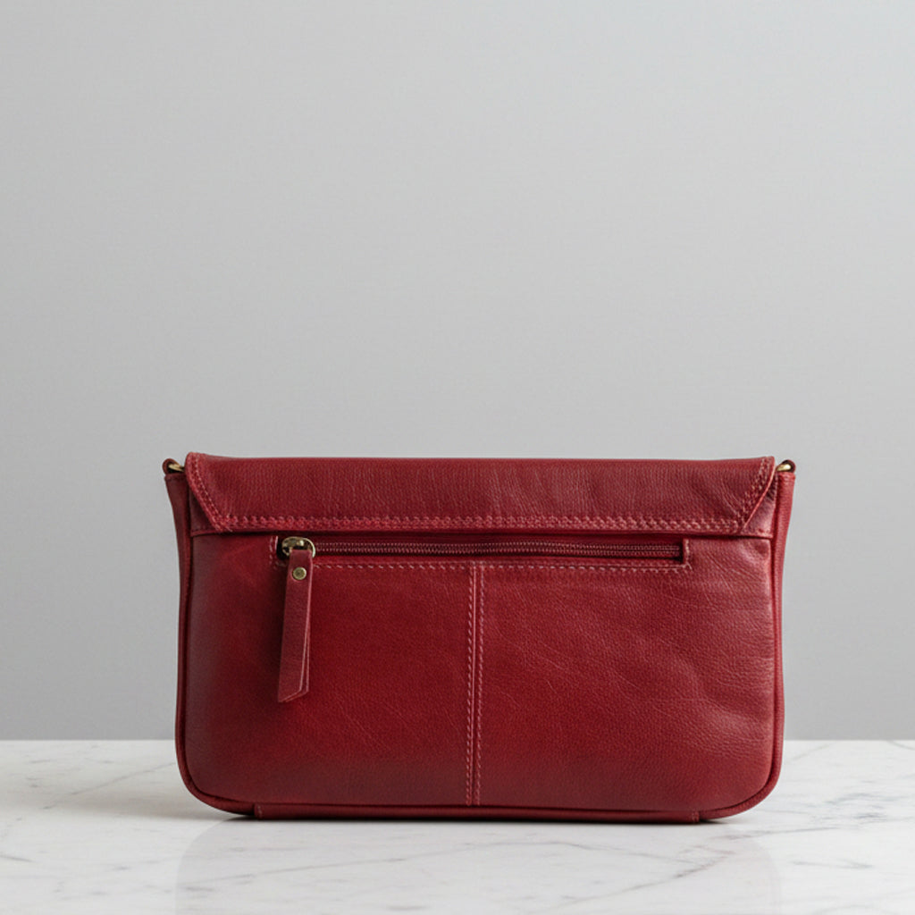 Rowallan Red Leather Shoulder Bag, Clutch Bag