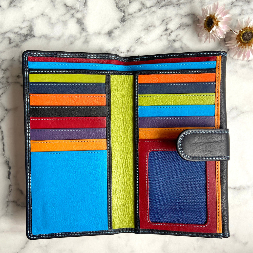 Rowallan Large Black Leather Purse - RFID Secure