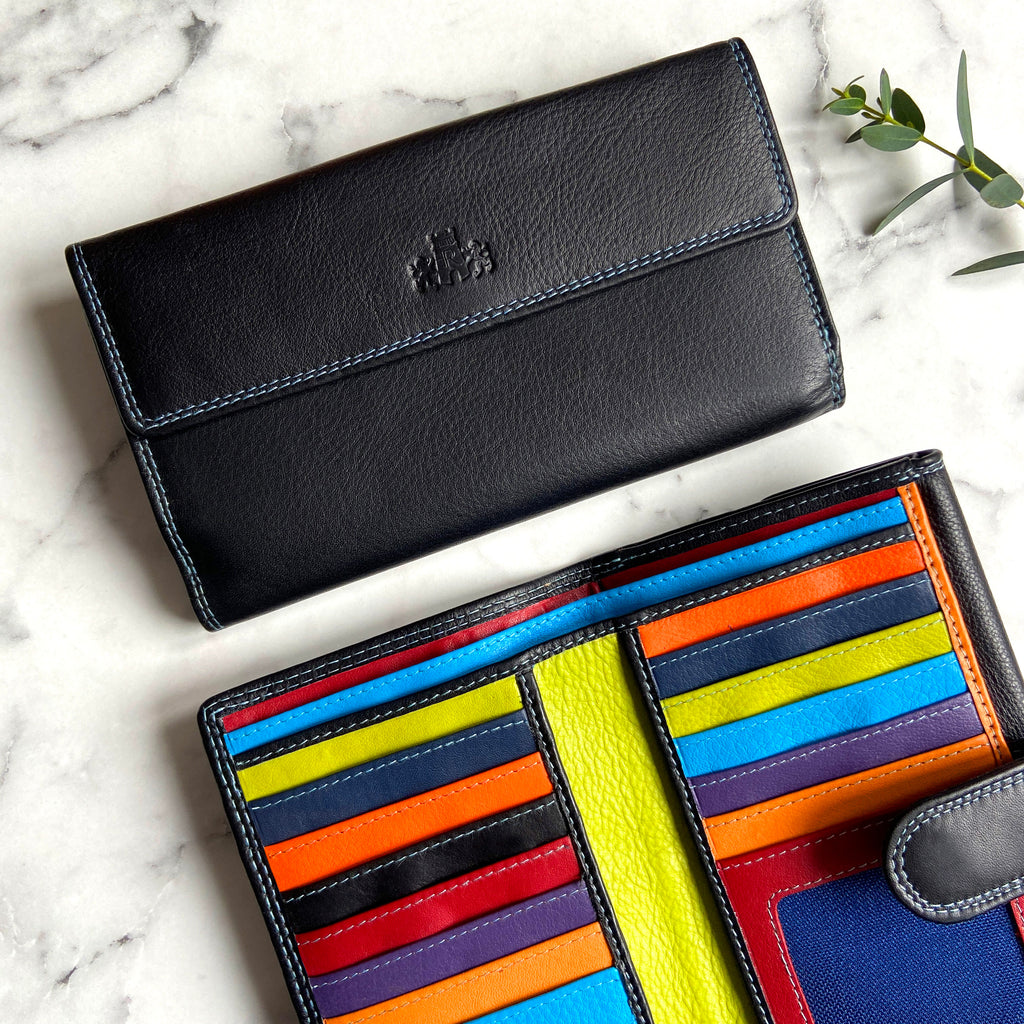 Rowallan Large Black Leather Purse - RFID Secure