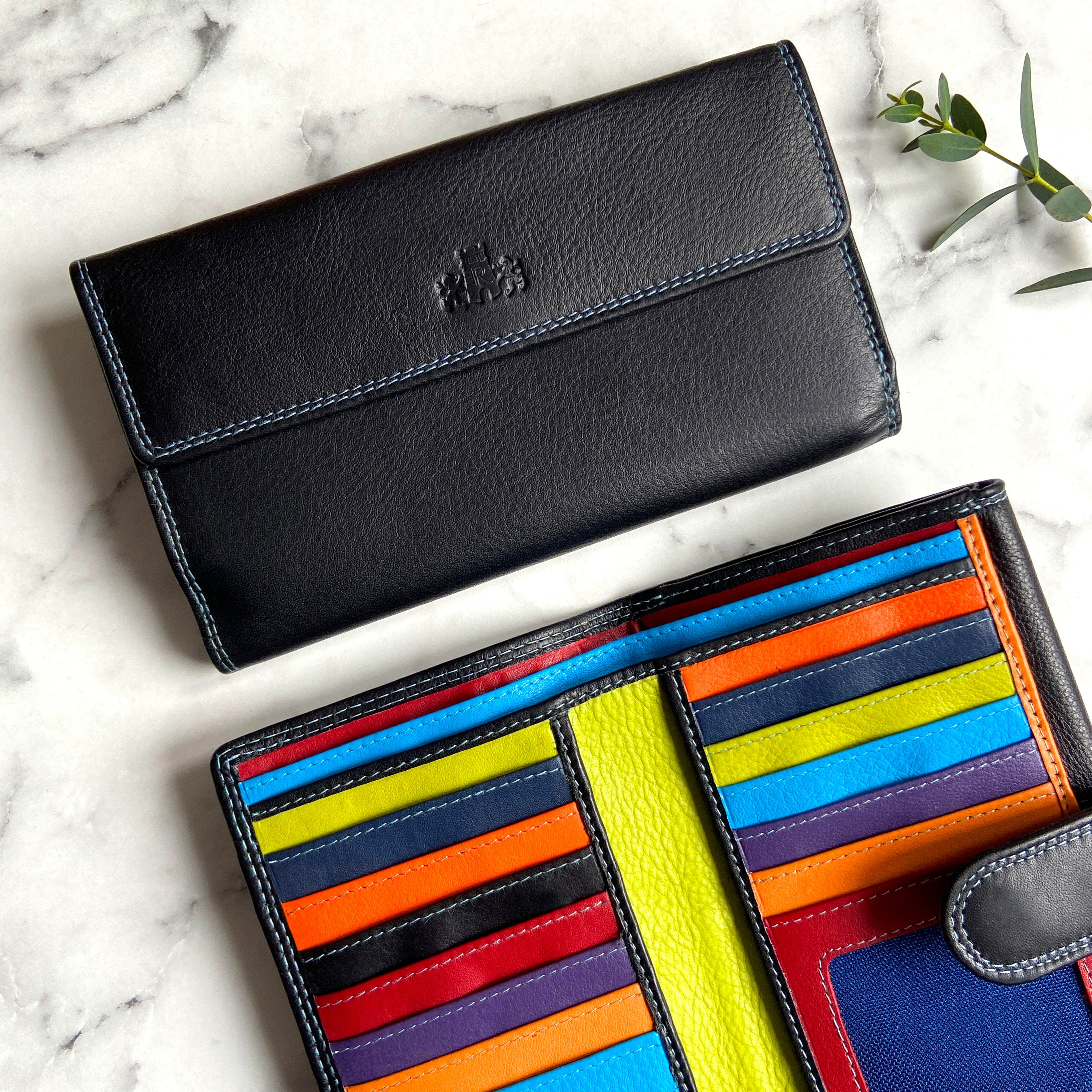Rowallan Large Black Leather Purse - RFID Secure
