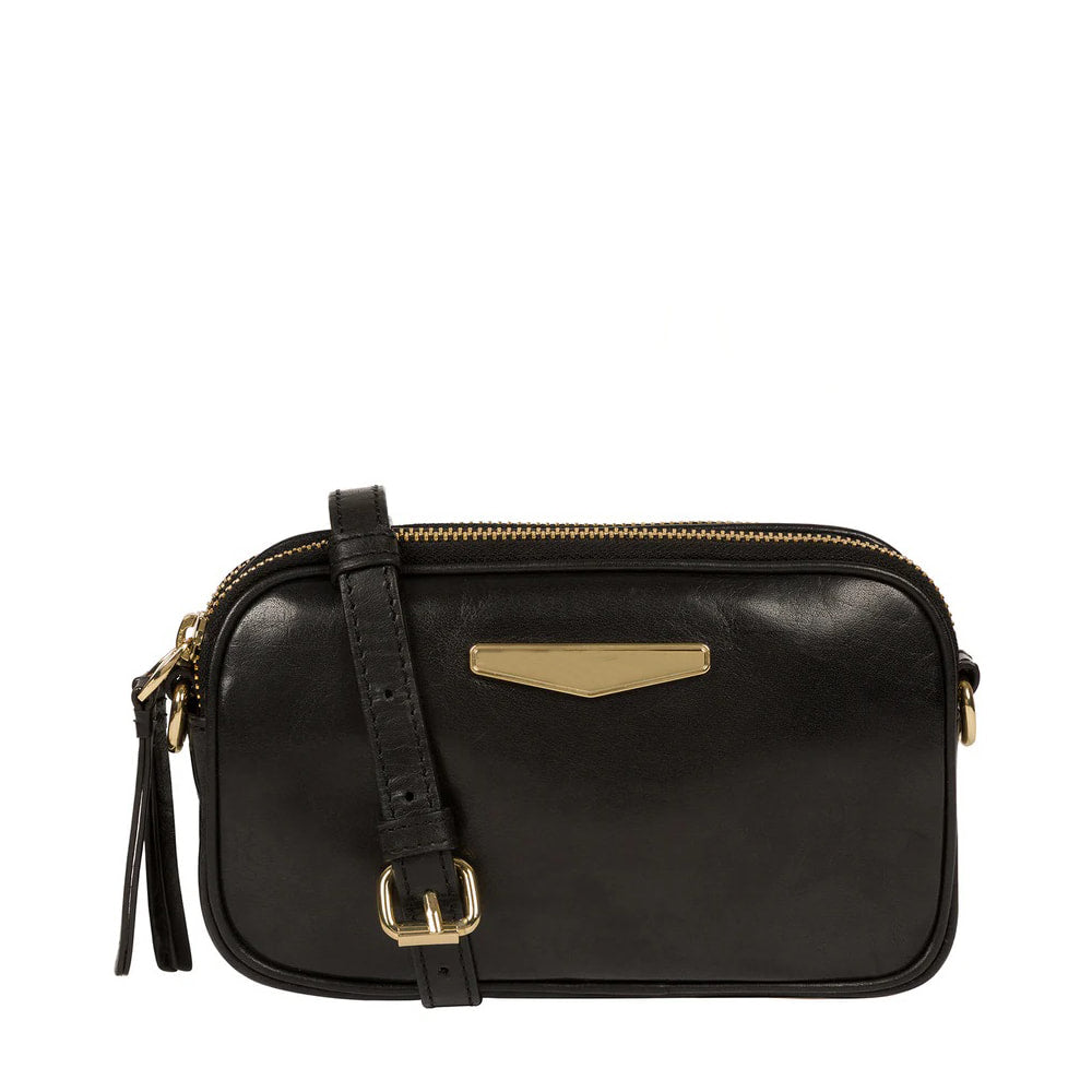 Vegetable Tanned Black Leather Cross Body Bag or Clutch Bag, Phone Bag