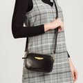 Vegetable Tanned Black Leather Cross Body Bag or Clutch Bag, Phone Bag