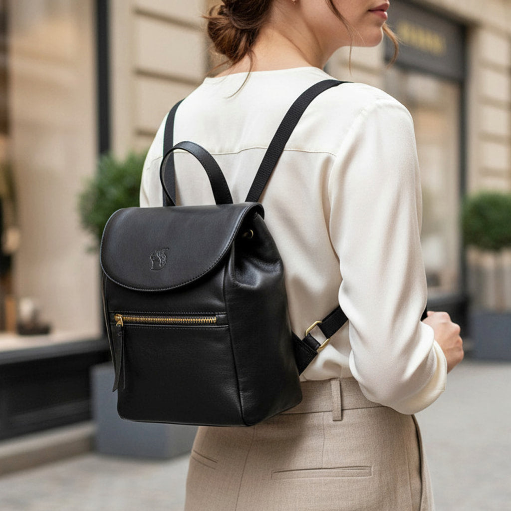 Black Leather Backpack