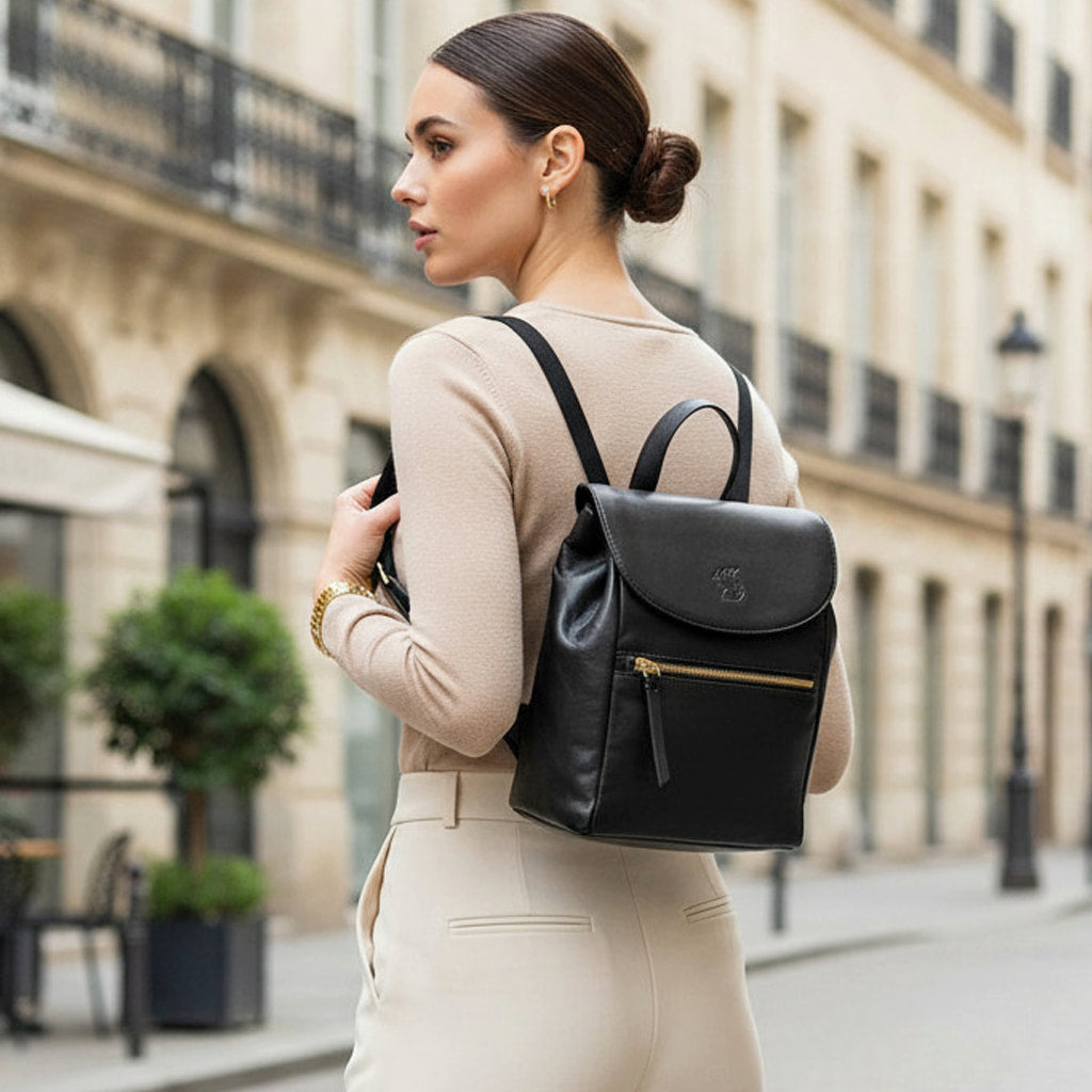Black Leather Backpack