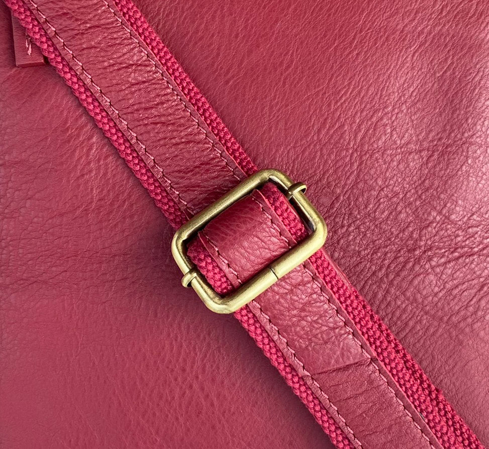 Red Soft Genuine Leather Travel Bag, Holdall, Flight Bag