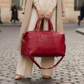Red Soft Genuine Leather Travel Bag, Holdall, Flight Bag