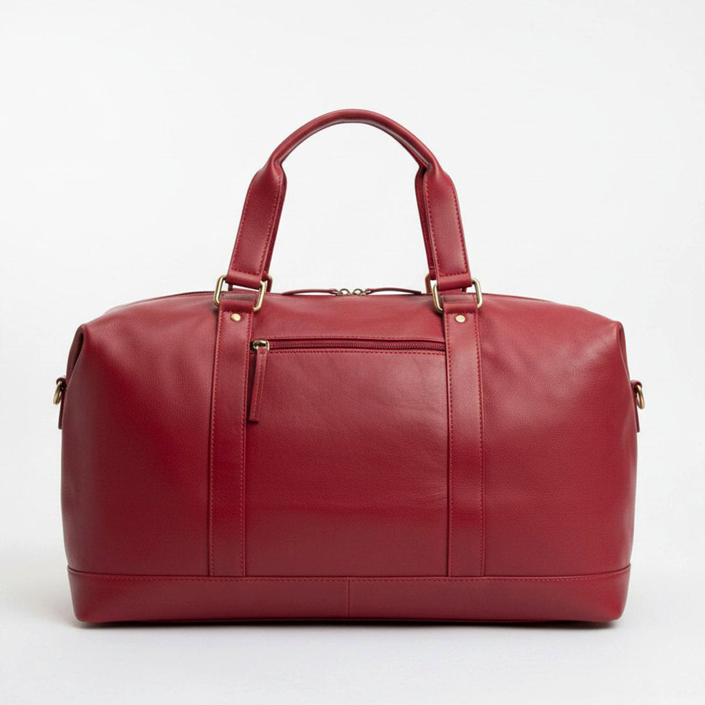 Red Soft Genuine Leather Travel Bag, Holdall, Flight Bag