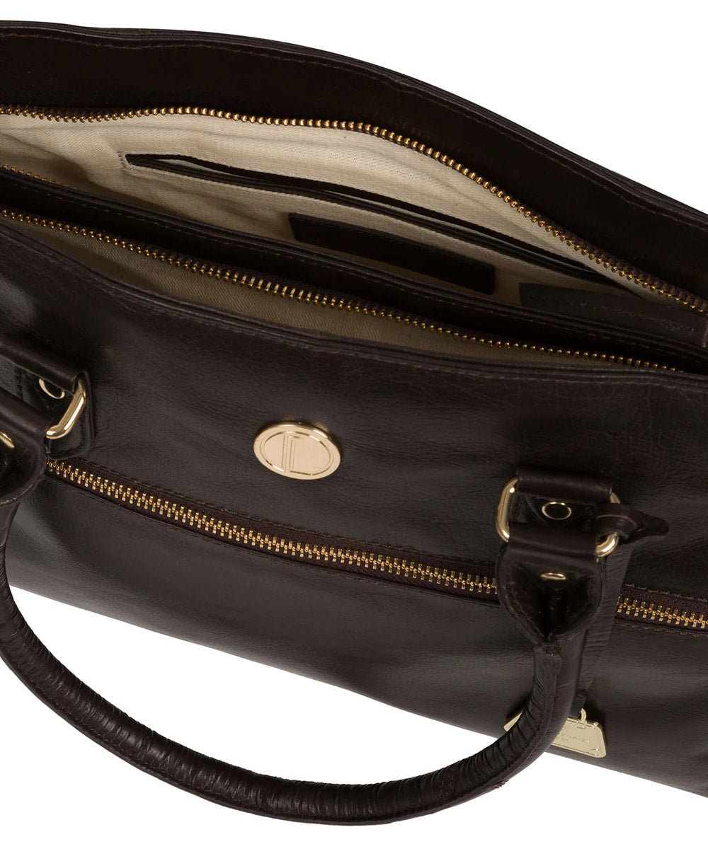 Dark Brown Leather Shoulder Bag, Handbag, Tote Bag