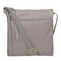 Grey Leather Crossbody Bag