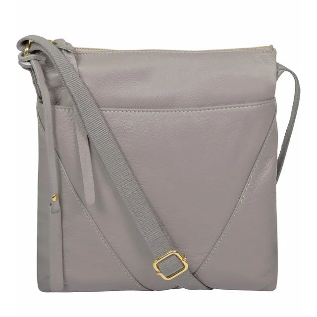Grey Leather Crossbody Bag