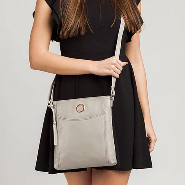 Grey Leather Cross Body Bag, Shoulder Bag