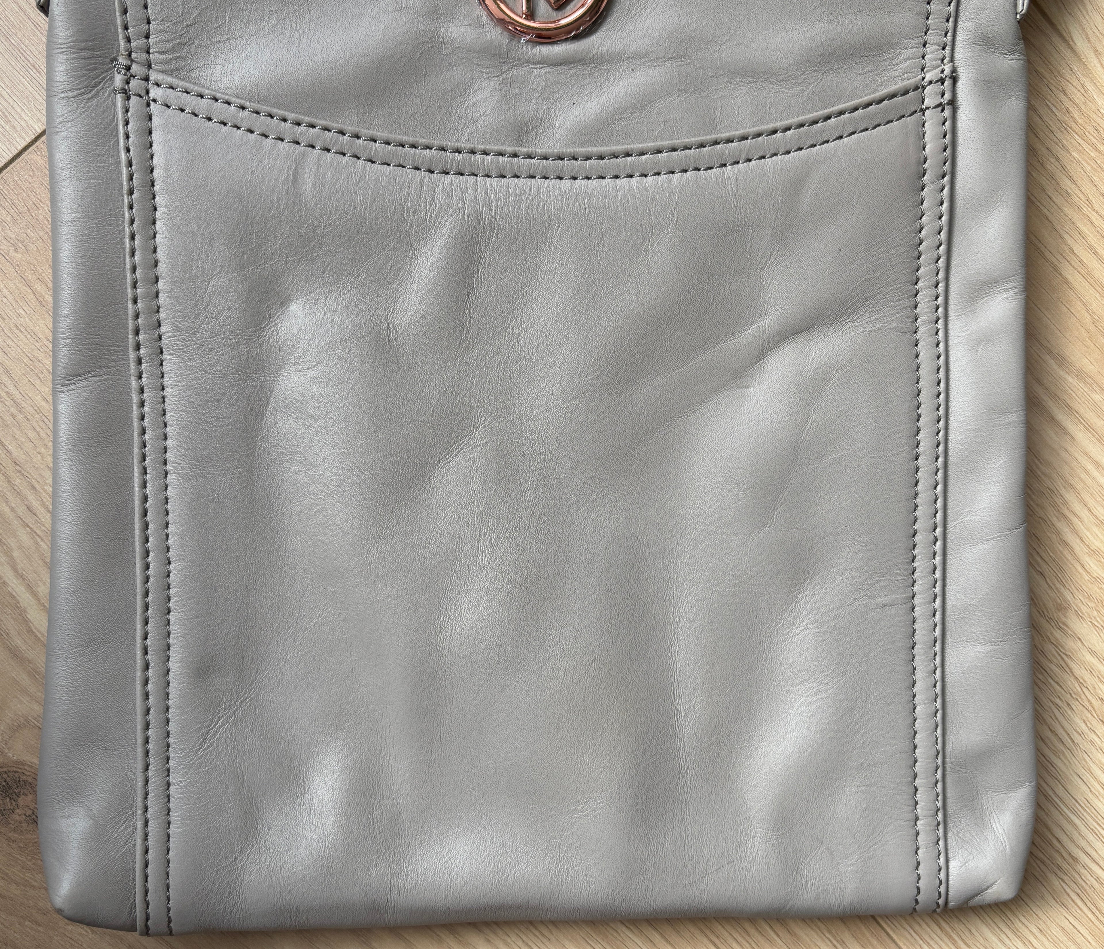 Grey Leather Cross Body Bag, Shoulder Bag
