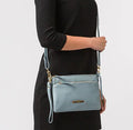 Blue Leather Shoulder Bag, Clutch Bag, Wrist Bag