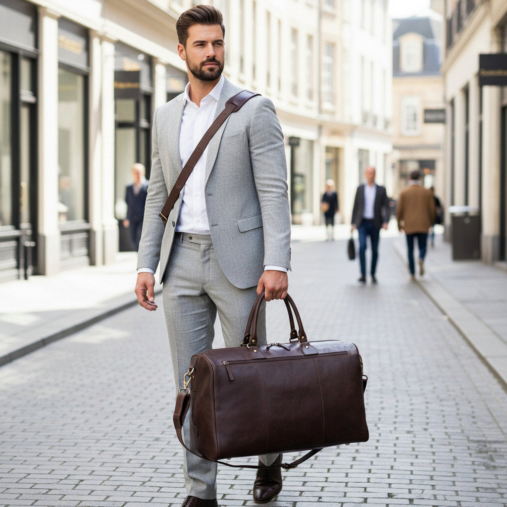 Luxury Large Brown Buffalo Leather Holdall