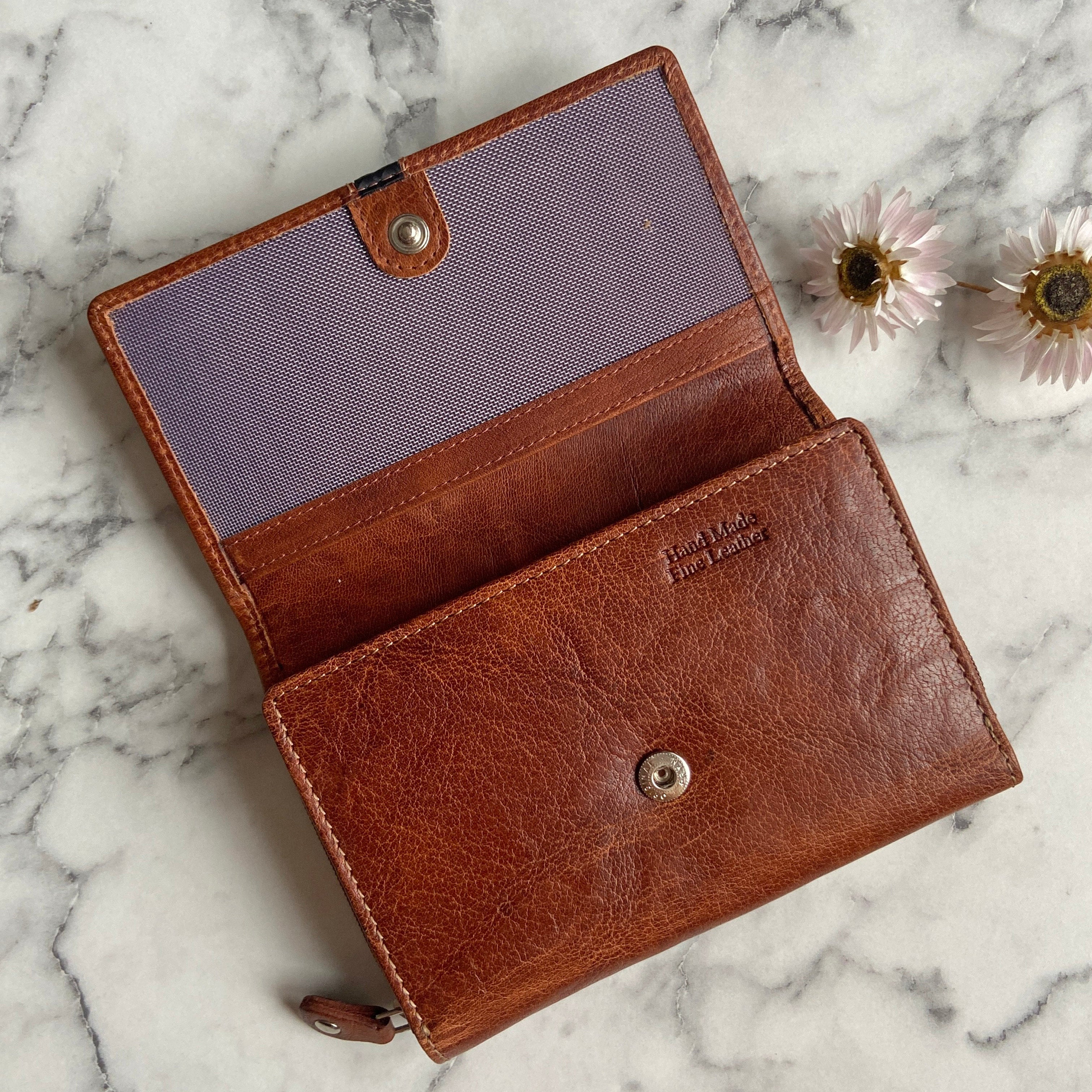 Rowallan Medium Cognac Leather Purse - RFID Secure
