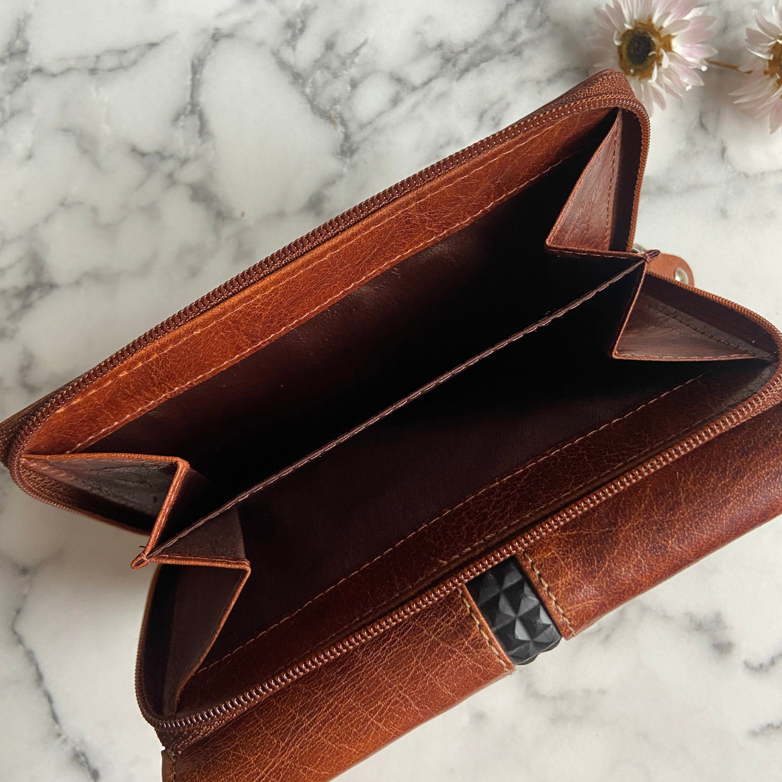 Rowallan Medium Cognac Leather Purse - RFID Secure